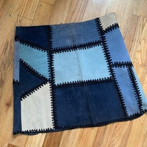 Zara Leather Patchwork Blue Skirt